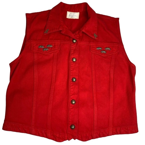 Arkansas Razorback Custom Made Hand Crafted Vest w/ Pewter Hogs Accents Size Med - Picture 7 of 14